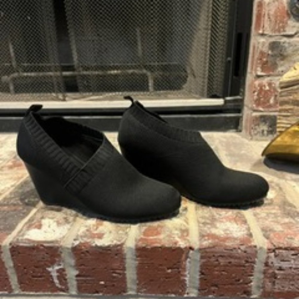 Black Rivet Booties - Rubber Soles and Knit Material